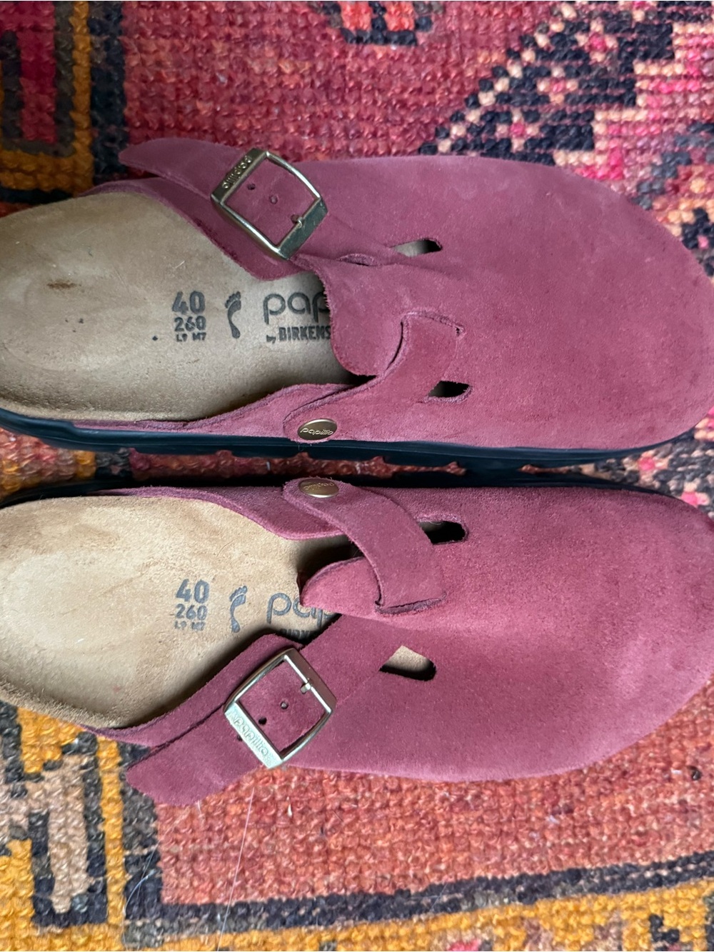 Birkenstock Platform Burgundy Suede Clog Mules, size 39 - Picture 11 of 12